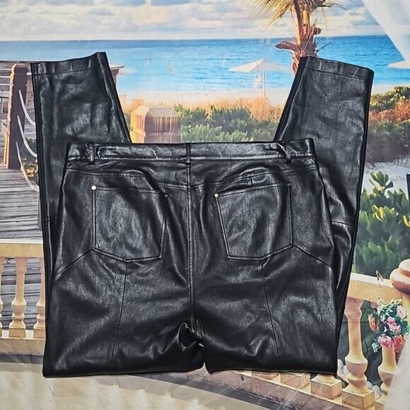 Lafayette 148 New York Black Leather Skinny Jeans Size 14 Mercer - Picture 7 of 7